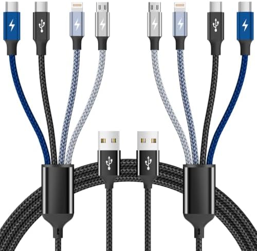 4 in 1 Multi Charging Cable, 2 Pack 6FT Charging Cords for Multiple Devices by Firsting