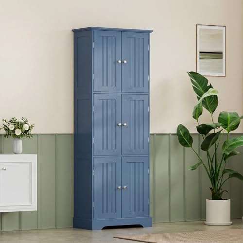 ChooChoo 63.2" Tall Bathroom Storage Cabinet with 6 Doors - Image 2