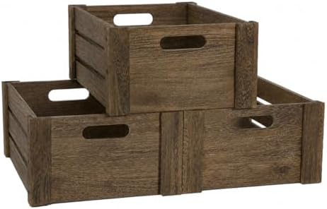 3 Pack Wooden Crates for Display Rustic Handmade Wood Crate for Storage by BOYMCOWBOYHOMEDECOR