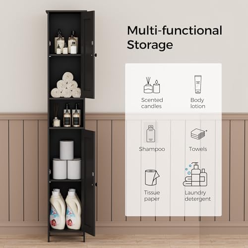 Homleke Tall Bathroom Storage Cabinet with 2 Doors, Slim Bathroom Cabinet - Image 4