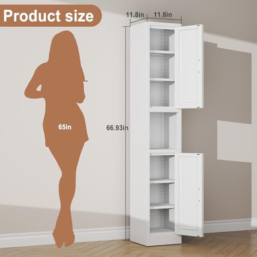 12 inch Wide Pantry Cabinet with Adjustable Shelves, Narrow Storage Cabinet - Image 3