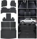 Floor Mats for Ford Expedition MAX 2018-2024 (Only Fit 7 Seats-2 Row Bucket Seat Non Short) & Trunk Mat All Weather Protection Floor Liners & Cargo Liners Velcro Covering The Backrest Accessories by WAYIDSS