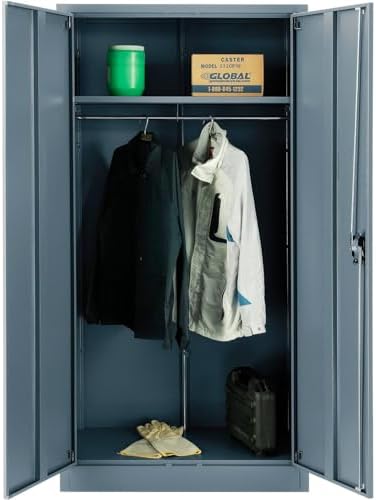 Global Industrial Wardrobe Storage Cabinet with Garment Rod, Steel - Image 2