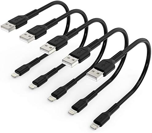 6 inch iPhone Charge Cable Short, 0.5ft 5Pack USB to Lightning Cord for Fast Charging Stations Compatible with Apple iPhone 12 11 Pro Max Xs 8 7 6 5 Plus, iPad Air/Mini by ULIFTUS