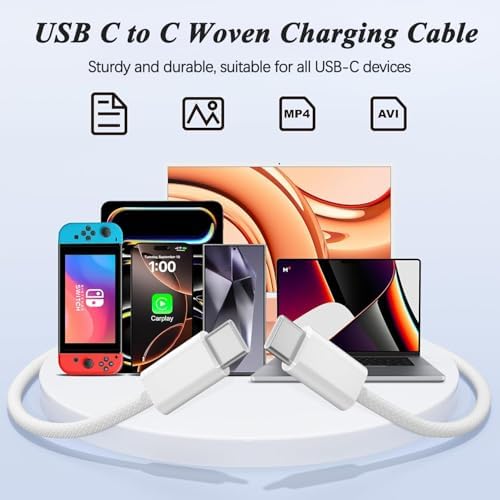 Fast Charging for iPhone 17 Pro Max Charger,2Pack 20W USB C Wall Charger Plug Block with Type C Charging Woven Cable for iPhone 17/17 Pro/Air/16 Pro Max/16 Pro/16 Plus/16E/15 Pro Max/iPad Pro/Air/Mini - Image 6