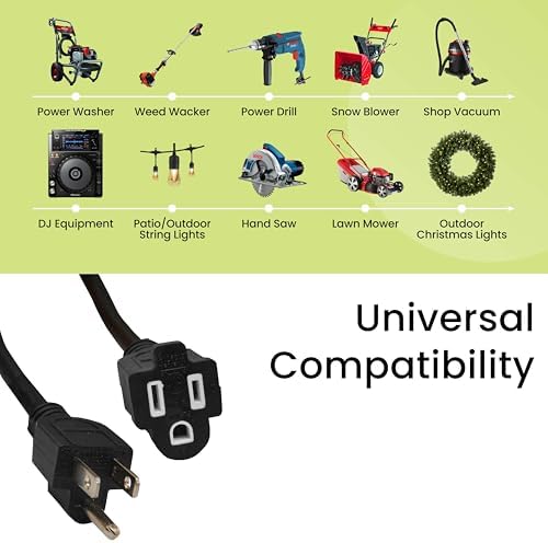 Go Green Power 16/3 100ft Black Outdoor Extension Cord - Heavy Duty, Moisture Resistant, 10 Amps, 1250 Watts - Perfect for Tools & Equipment - G-13700BK - Image 6
