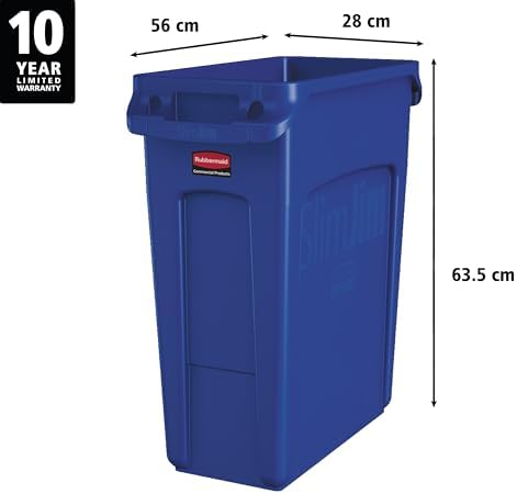 Rubbermaid Commercial Products Slim Jim Trash/Garbage Can with Venting Channels 16-Gallon Blue for Kitchen/Office/Workspace - Image 4