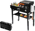 Adjustable Height 28"and 34" Portable Outdoor Grill Table for Blackstone Griddle Stand, Folding Grill Cart with 4 Lockable Caster Wheels for Blackstone 17"/22" Griddle, Ooni Pizza Oven, Ninja, Weber by Hisencn