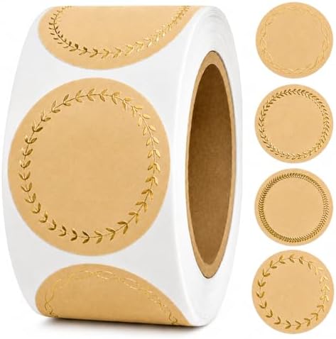 IBAKE 500 Kraft Canning Labels, 2 Inch Round Sticker Labels, Gold Foil by IBAKE