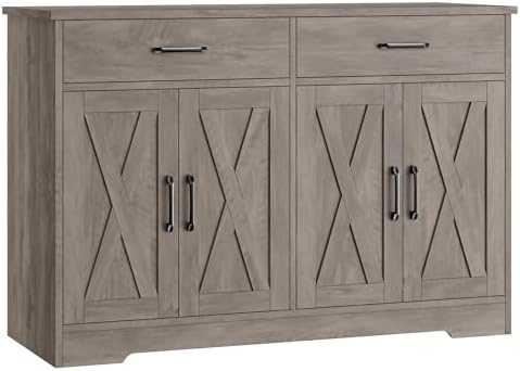 HOSTACK 47" W Kitchen Sideboard Buffet Cabinet with Storage Drawers, Grey by HOSTACK