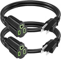 Power Extension Cord 1.5FT/18Inch(2 Pack), Short 3 Prong Electric Extension Cable Outlet Saver, Single Outlet, Heavy Duty, Waterproof, Flexible, 16 AWG, 13A 125V, Extender Wires with 15 Cable Ties by ECJTU-US