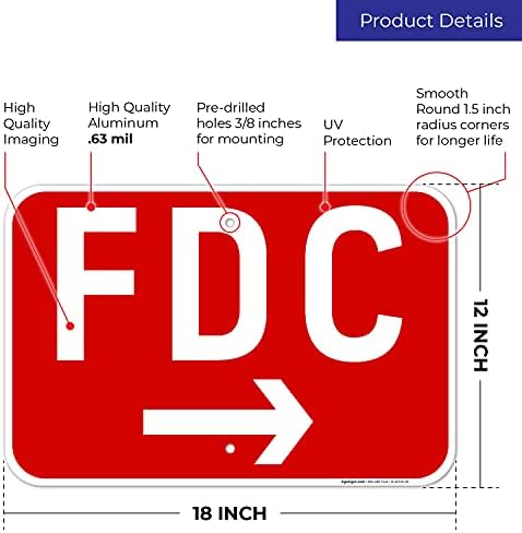 FDC Right Arrow Sign, Red Background, - Image 3