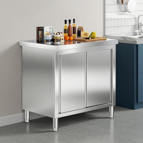 Jocisland 36-Inch Stainless Steel Work Table with Cabinet - Image 2