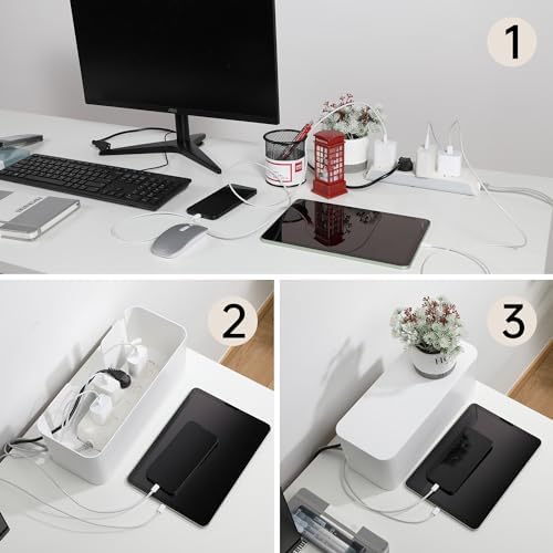 YECAYE Cable Management Box, White, XL+M, 2 Pack - Image 3