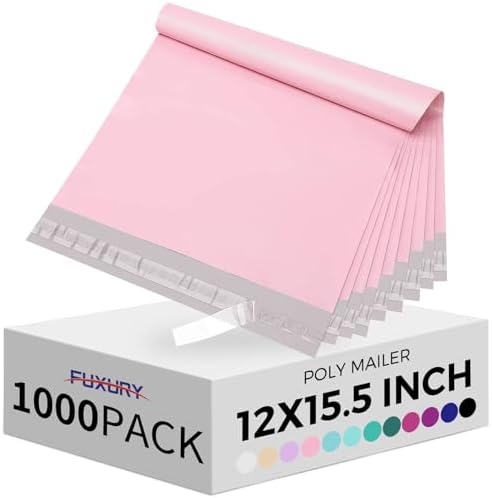 Fuxury Poly Mailers 12x15.5" 1000Pcs,Bulk Shipping Bags For Clothing by Fuxury