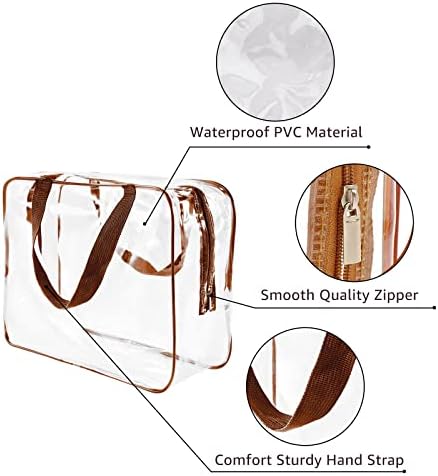 5Pcs Crystal Clear PVC Travel Toiletry Bag Kit for Women Men, Waterproof Vinyl Packing Organizer Storage Bags with Zipper Handle Straps, Cosmetic Pouch Carry on Airport Airline Compliant Bag Handbag - Image 5