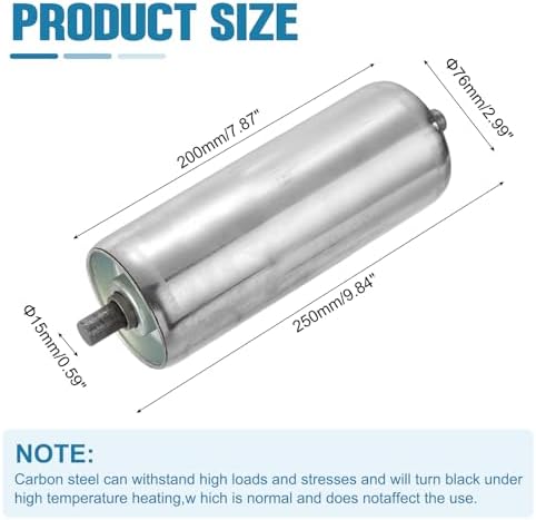 MECCANIXITY Stainless Steel Conveyor Roller 3" Diameter 8" Length Gravity Transmission Replacement Part Galvanized End (Silver) - Image 2