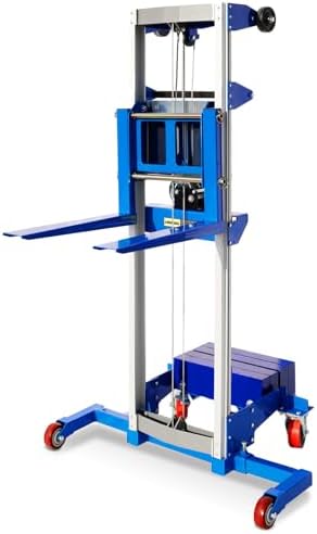 Material Lift Winch Stacker, 400 lbs Capacity, 122" Max Raised Height, Counterbalance Hand Winch Lift Trucks for Warehouse, Factory, Library, 46"L x 43"W by EPOFIT