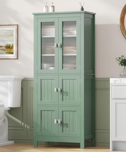 Akxomel 53.1" Tall Bathroom Cabinet 6 Doors Linen Floor Storage Cabinet - Image 2