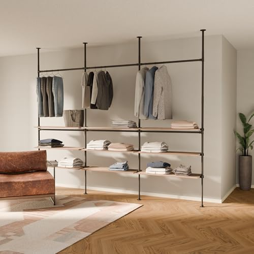 pamo Adjustable Clothes Rack with Shelves 117" W x 86"-118" H by pamo