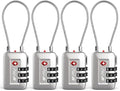 TSA Accepted Luggage Travel Lock, Set-Your-Own Combination Lock for School Gym Locker, Luggage Suitcase Baggage Locks, Filing Cabinets, Toolbox, Case (Silver, 4 Pack) by BV