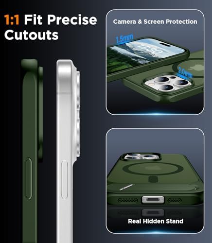 Temdan Magnetic Compatible with iPhone 15 Pro Max Case, [Built-in Invisible Kickstand][Compatible with MagSafe][Military Grade Shockproof] Slim Translucent Matte Phone Case for iPhone 15 Pro Max 6.7" - Image 6