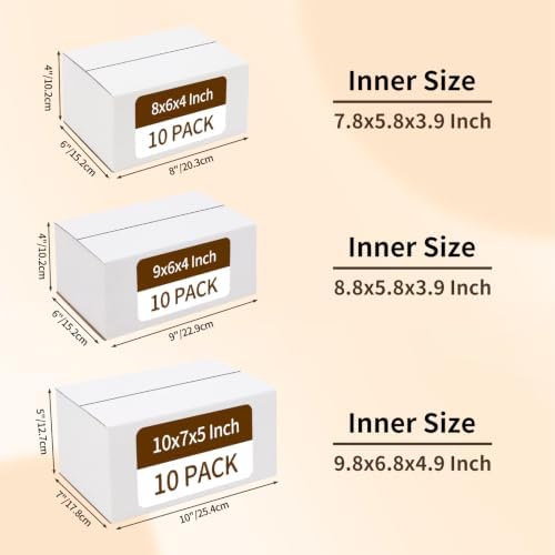 RLAVBL 30 Pack Shipping Boxes Assorted Sizes 8x6x4 & 9x6x4 & 10x7x5 - Image 2
