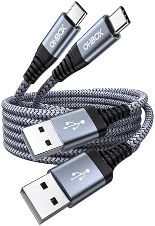 Short USB A to USB C Cable 3FT, USB C Fast Charging Cable, Durable Braided by OHBOX