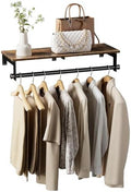 Luxspire 28.7" Wall Mount Clothes Rack with Wood Top Shelf Hanging Clothes by Luxspire