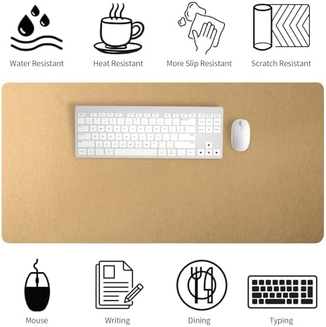 Bloss Gold Desk Mat, PU Large Mouse Pad for Desk, Desk Matt for Desktop, Desk Pad Mat Waterproof, Computer Mat for Office/Home/Decor/Desk Protector(31.5 x 15.7 Inches) - Image 5