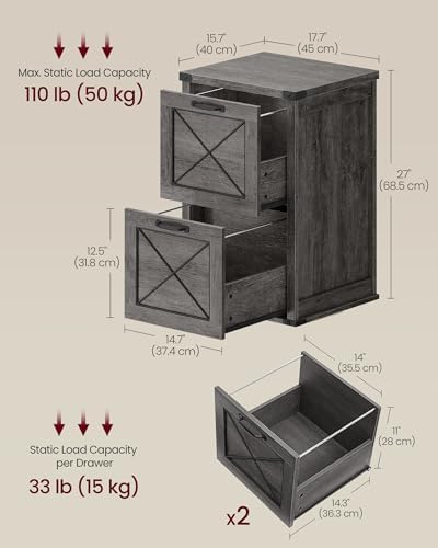 VASAGLE File Cabinet with 2 File Drawers, Printer Stand, Fit A4 Letter Size - Image 2