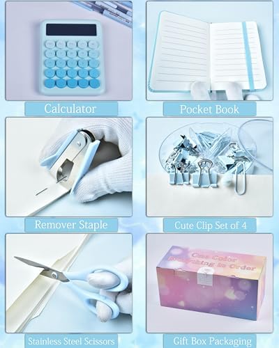 LXEVIHK Blue Desk Accessories 21-Piece Office Supplies Gift Set - Image 5