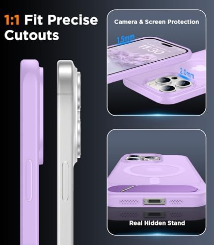 Temdan Magnetic Compatible with iPhone 15 Pro Max Case, [Built-in Invisible Kickstand][Compatible with MagSafe][Military Grade Shockproof] Slim Translucent Matte Phone Case for iPhone 15 Pro Max 6.7" - Image 6