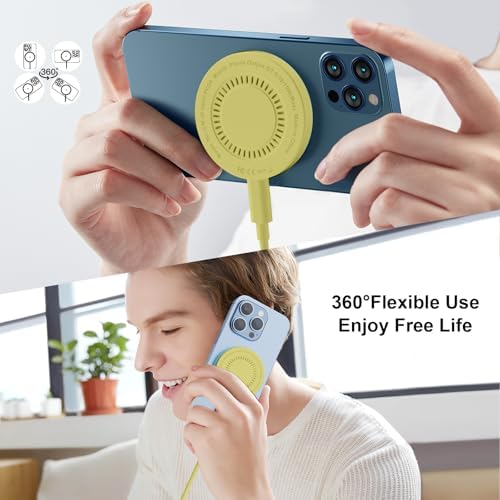 MagSafe Charger 2 Pack 15W Magnetic Wireless Charger Fast Charging Pad Compatible with iPhone 17/16/15/14/13/12 Series & AirPods 3/2/Pro Magnetic MagSafe Charging Pad with Dual Ports-Yellow - Image 6