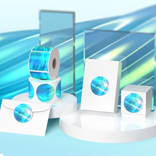 2" Holographic Thermal Sticker Labels, 500 Pcs Round Printable Thermal Waterproof Sticker Rainbow Glitter for Logo Design, Price/Name Tag, Barcode, DIY Custom, Ocean Dark Blue, 500 Labels/Roll - Image 3