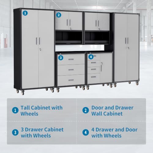 6-Piece Garage Storage Cabinets System Heavy Duty Workshop Set - Image 4