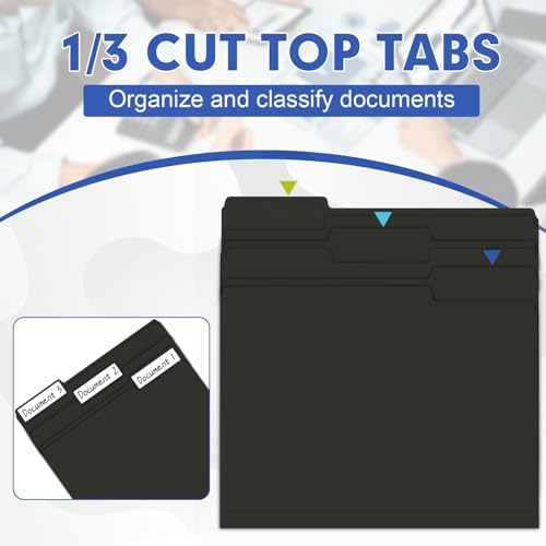 File Folder, HERKKA 30 Pack 1/3 Cut Tab File Folders, File Folders Great for Organizing and Filing, Letter Size, Black - Image 3