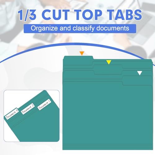 File Folder, HERKKA 30 Pack 1/3 Cut Tab File Folders, File Folders Great for Organizing and Filing, Letter Size, Turquoise - Image 3