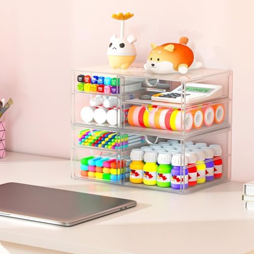 caktraie 6-Pack 30-Drawer Acrylic Storage & Makeup Organizer for Desk - Image 2