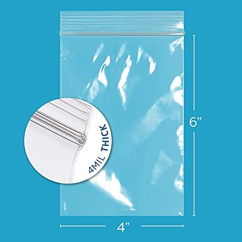 4" x 6" Zip Bags, 1000 Pack, 4 Mil Heavy Duty, Hang Hole for Display, GPI - Image 2