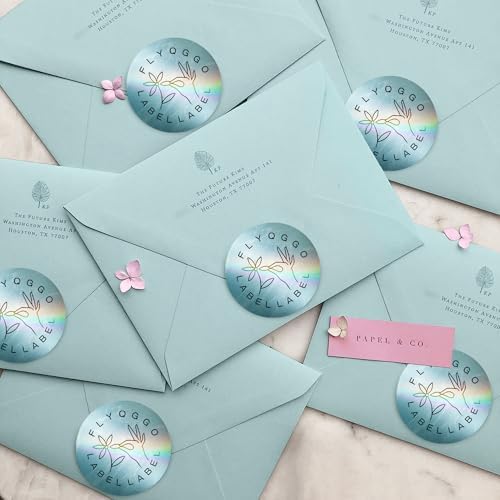 2" Holographic Thermal Sticker Labels, 500 Pcs Round Printable Thermal Waterproof Sticker Rainbow Glitter for Logo Design, Price/Name Tag, Barcode, DIY Custom, Aurora Silver, 500 Labels/Roll - Image 4