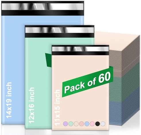 Poly Mailers Variety Size Pack 60 (20 Each: 11x15", 12.5x16", 15x19") by Oududianzi