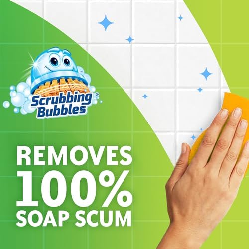 Scrubbing Bubbles Mega Shower Foamer Disinfecting Spray, Multi-Surface Bathroom and Tile Cleaner Grime Fighter, Removes 100% Soap Scum, Rainshower Scent, 32 oz - Image 2