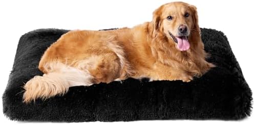 EHEYCIGA Fluffy Dog Crate Bed, Plush Extra Large Dog Pillow, Black by EHEYCIGA