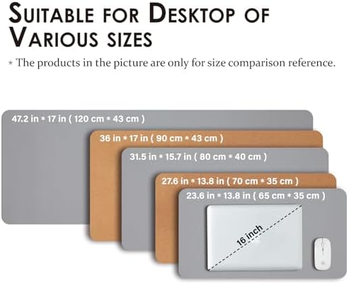 Cork Desk Mat - Dual-Sided Desk Pad for Office and Home - Desk Organization and Accessories - Ideal for Large Mouse Pad and Desk Mats on Top of Desks(Gray,27.6"x 13.8") - Image 5