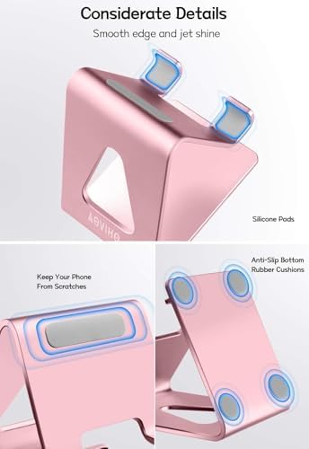 Aoviho Cell Phone Stand for Desk, Aluminum Phone Holder,Pink - Image 3