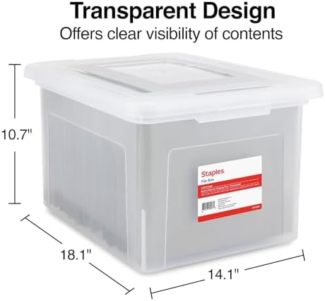 Staples Hanging File Folder Box, Storage Bin Organizer, Snap Lid, Clear - Image 6