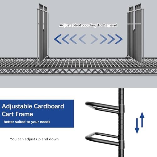 Carton Stand,Heavy-Gauge Wire Frame with Height Adjustable,8 Removable Dividers & Locking Wheels,Load Rating 1200lb for Commercial Storage,Rolling Storage Cart for Commercial,Retail,Home - Image 6