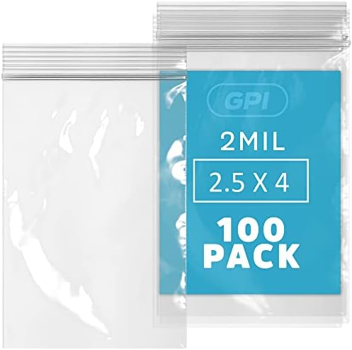 2.5" x 4" Small Zip Bags, 100 Pack, 2 Mil, Reclosable Jewelry Bags, GPI by GPI
