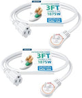 DEWENWILS 3FT 360° Rotating Flat Plug Extension Cord,14/3 Gauge, 2 Pack by DEWENWILS